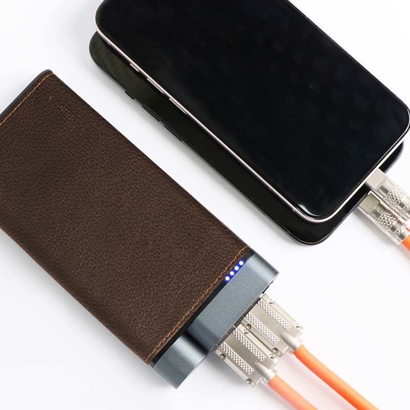 10000mAh بنك الطاقة المعدنية القشرة الجلد النهاية 2pcs USB-A 1pc نوع-C الموانئ